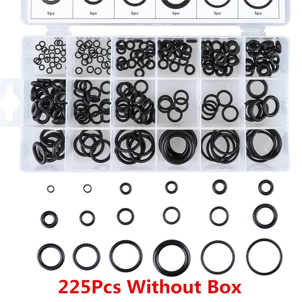 225Pcs/set Rubber O-Ring Washer Seals Watertightness Assortment O-Rings Gasket