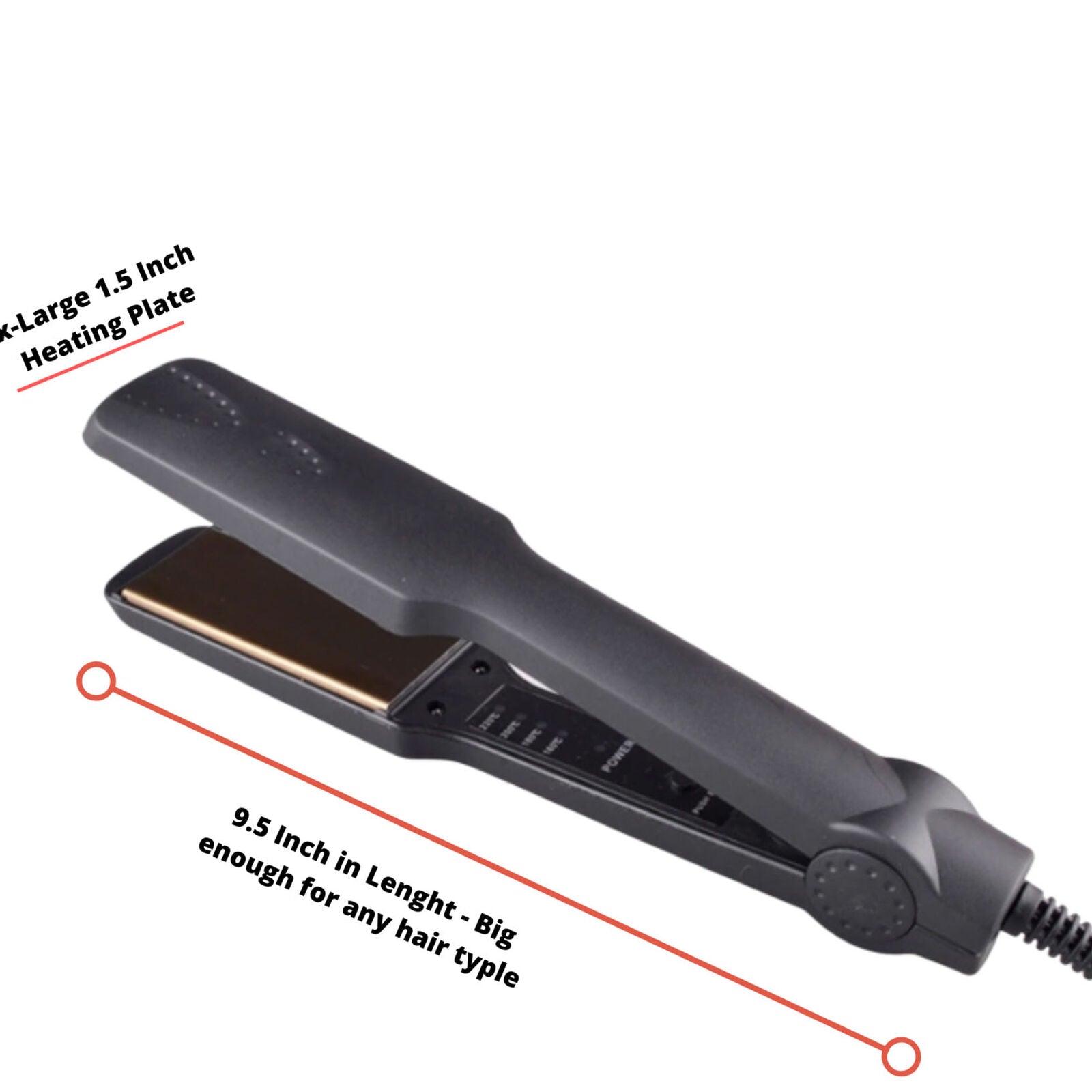 1.5'' Professional Hair Straightener Ceramic Tourmaline Ionic Flat Iron No Glove