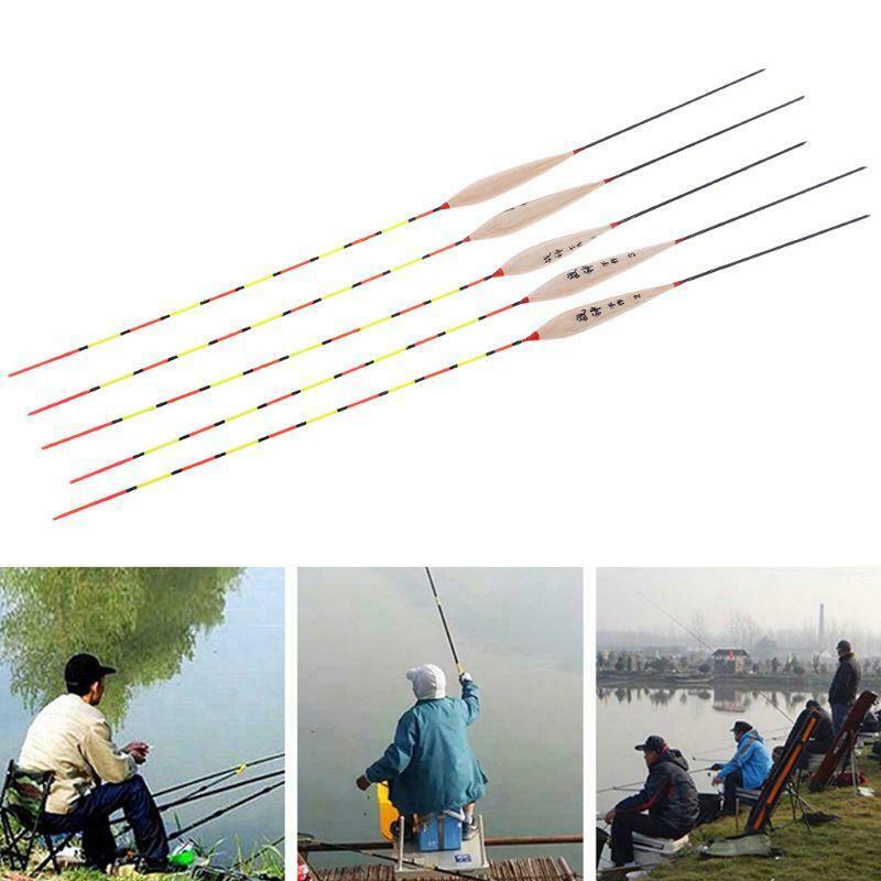 5 Pcs Fishing Float Night Luminuous Tackle Glow Stick Wood Accessories With Lead