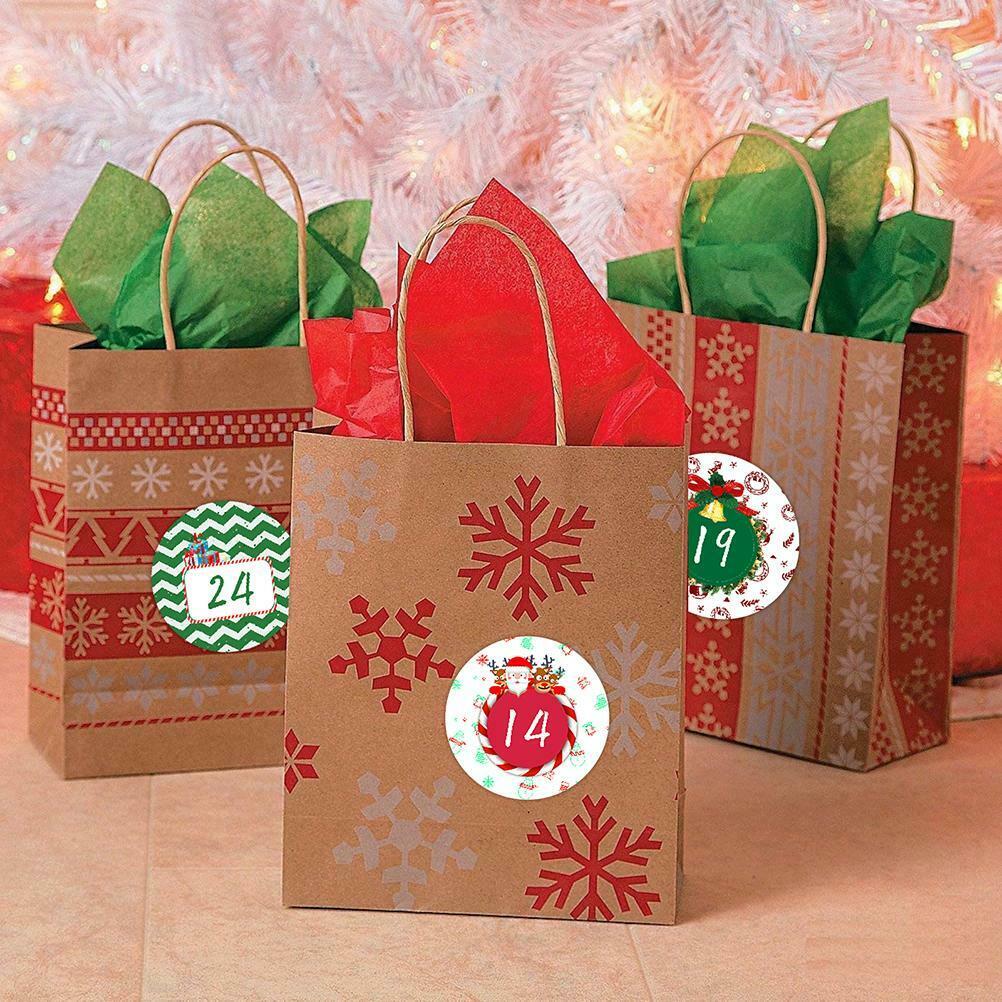 1-24 Number Christmas Advent Calendar Stickers Christmas Countdown Decoration