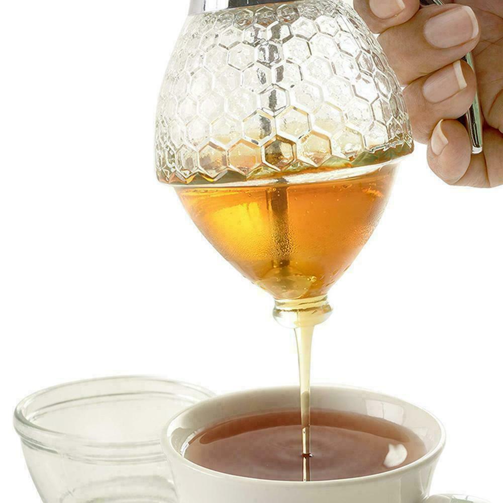 Squeeze Bottle Honey Jar Container Bee Drip Dispenser TOP Holder Kettle Pot S4R1