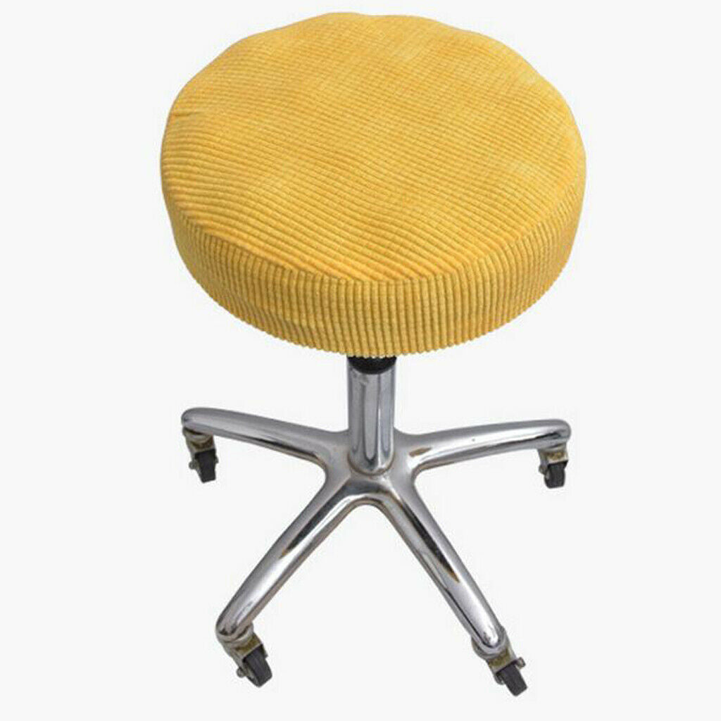 Winter Plush Bar Stool Cover Round Lift Chair Seat Sleeve Yellow_35x35x10cm