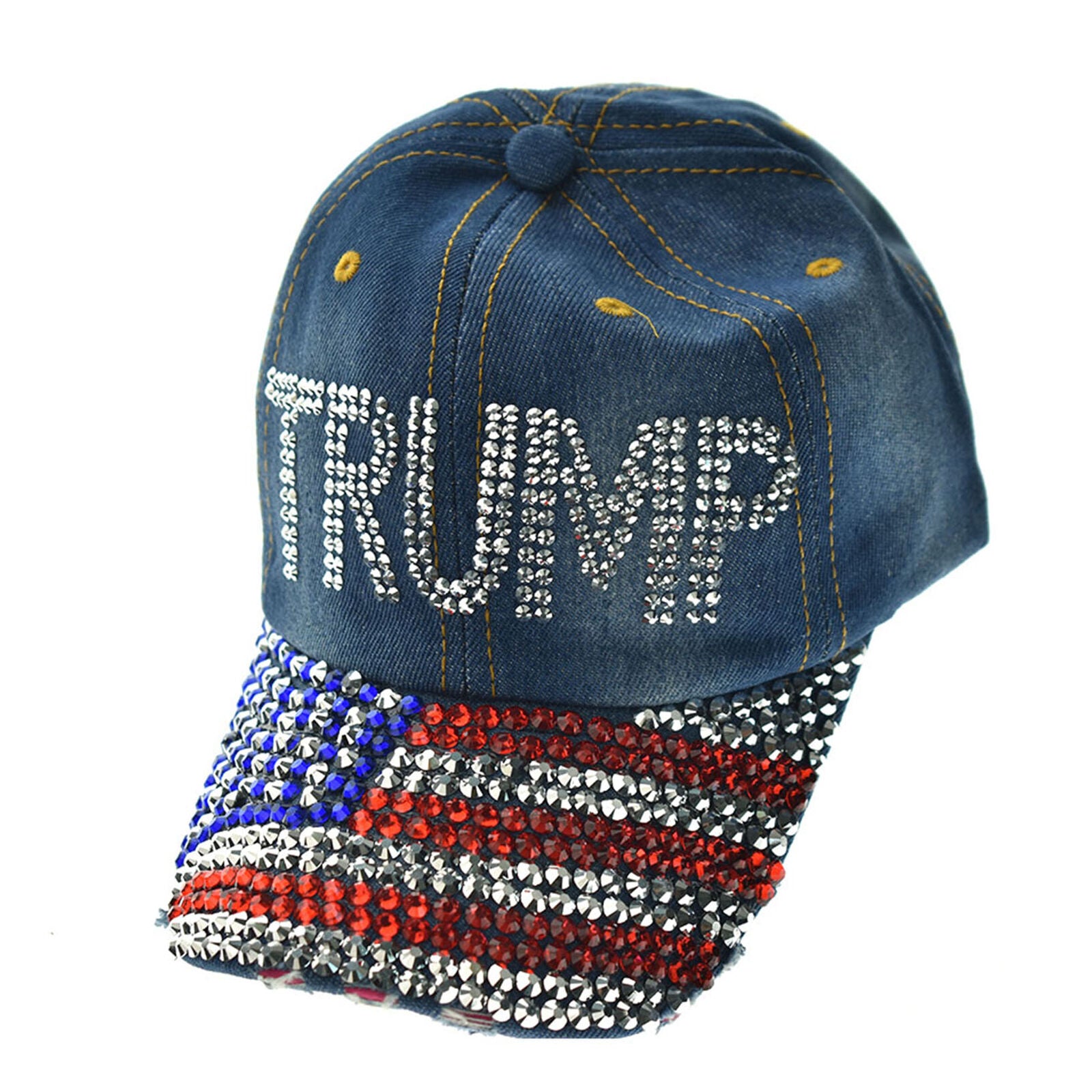 Womens Trump Hat Cap Flag Rhinestones 2020 Election