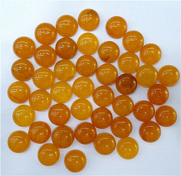 100Pcs 12mm Wholesale Yellow Malay Jade Round Cab Cabochon Accessories HH7080