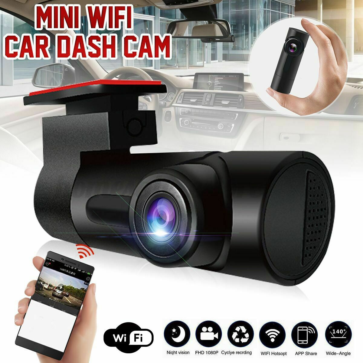 1080P HD WIFI Hidden Mini Car Recorder Car DVR Dash Cam 140Â° Wide Night Vision