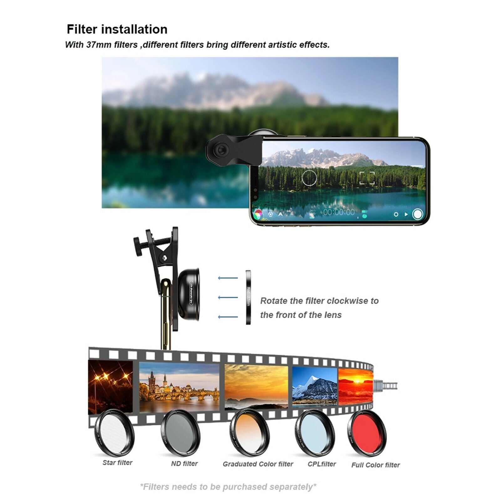 Telephone Camera Lens, 1.33x Anamorphic Lens for VLOG Widescreen Films,