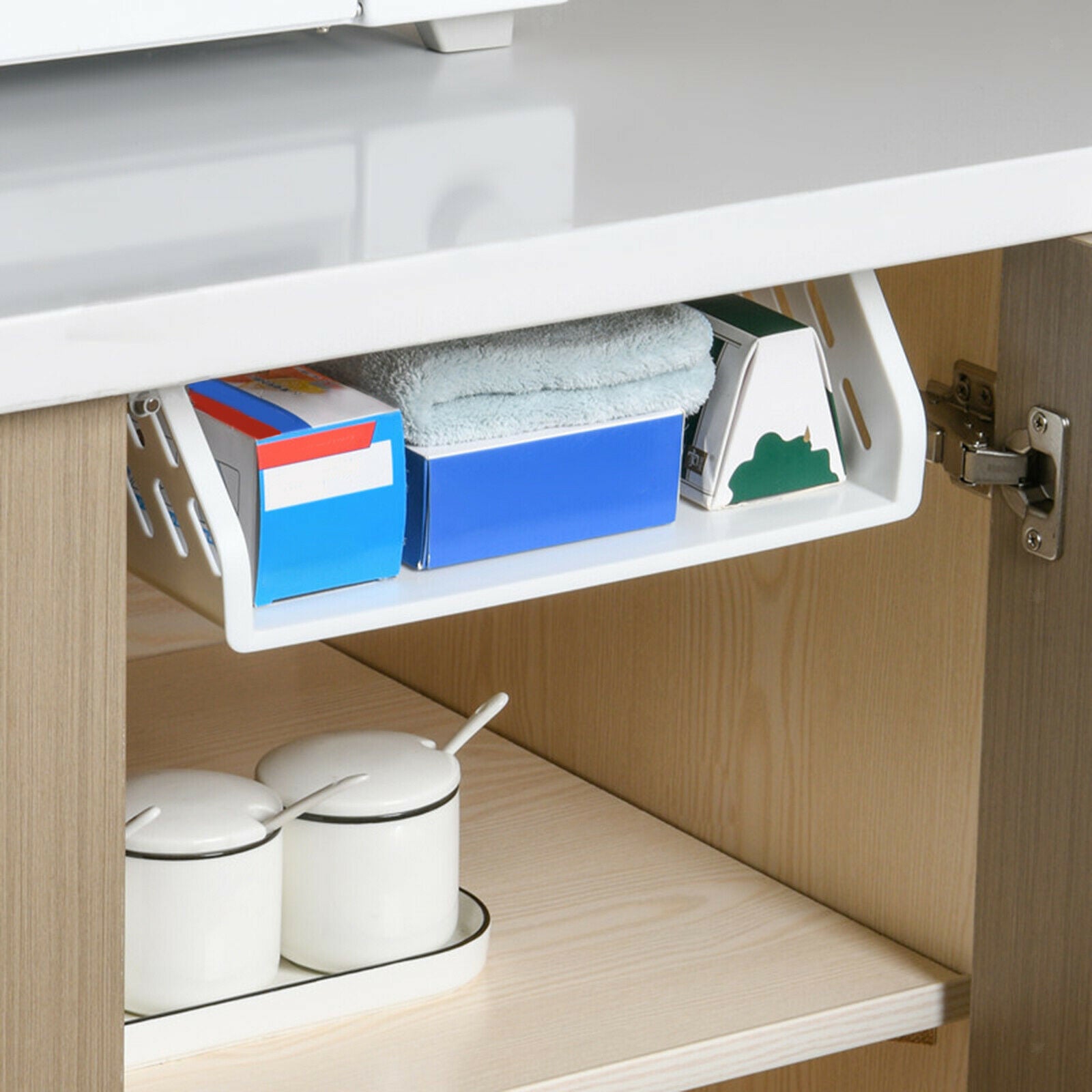 Invisible hidden plastic desk drawer organizer