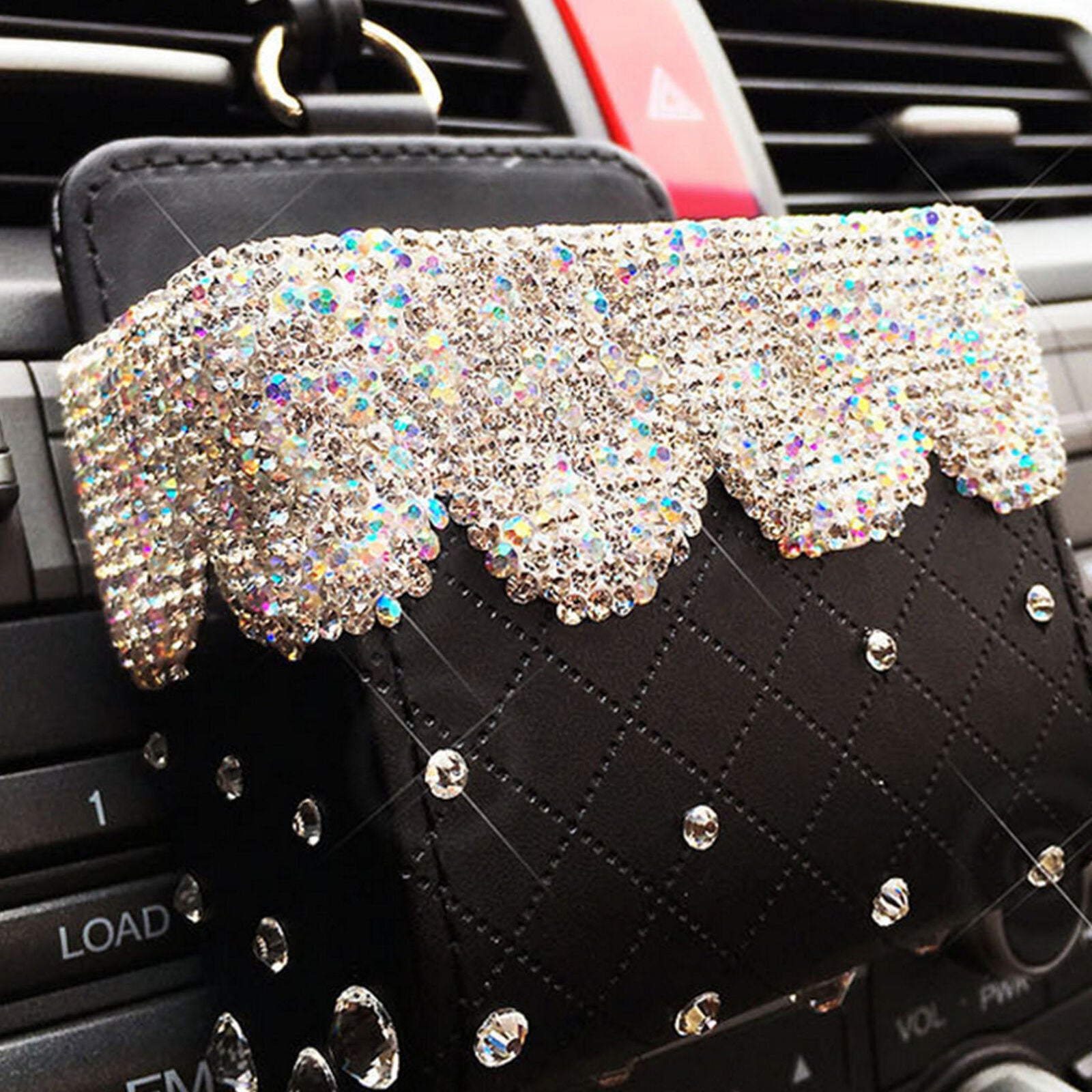 Bling Diamond Crystal Car Mobile Phone Holder Storage Box Car Decor Accessories