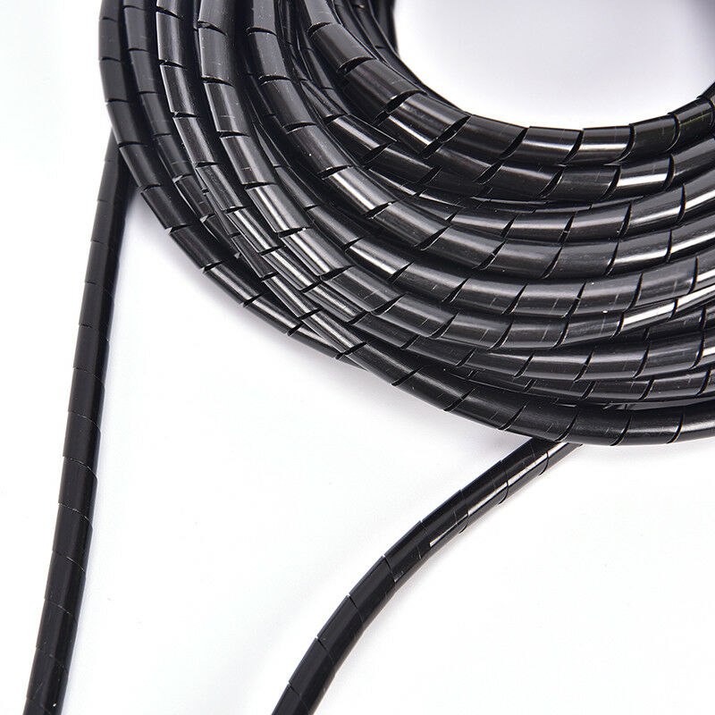 6mm Outside Dia 17M PE Polyethylene Spiral Cable Wire Wrap Tube Blac.l8