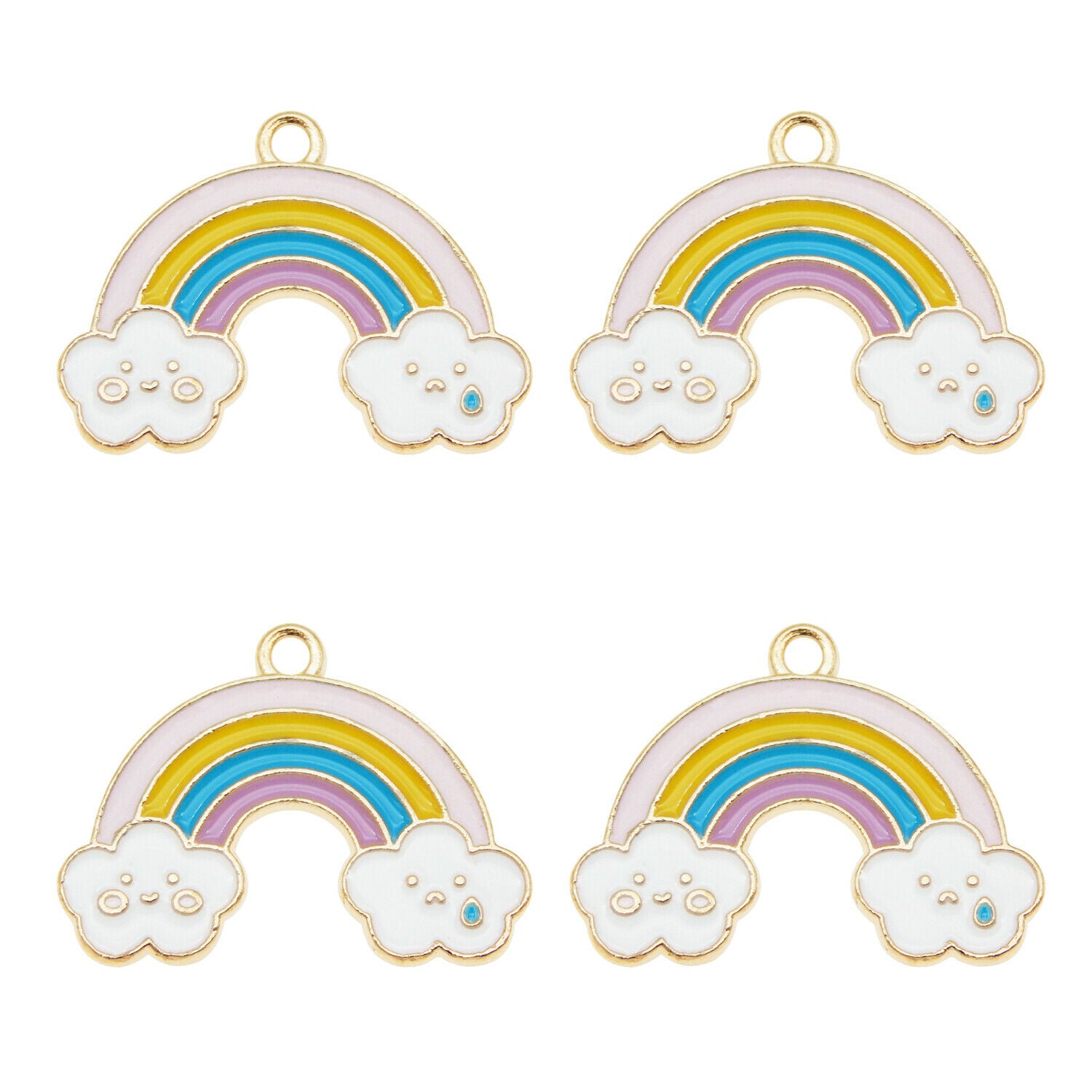 15 Rainbow Enamel Charm Cloud Alloy Pendant Bracelet Craft Jewelry Craft 28x25mm