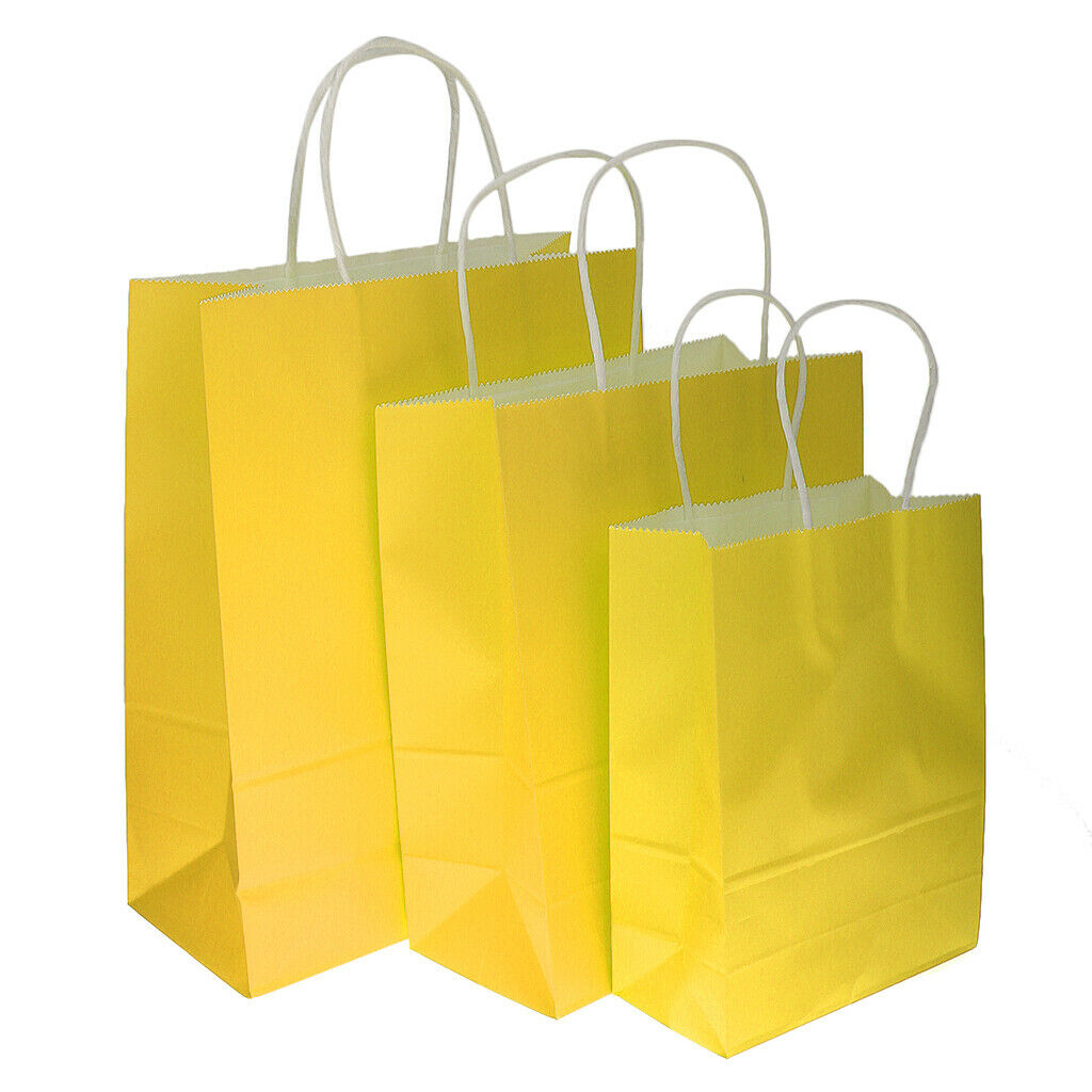 Bright Paper Party Gift Bag With Handles Birthday Wedding Loot Bag Yellow