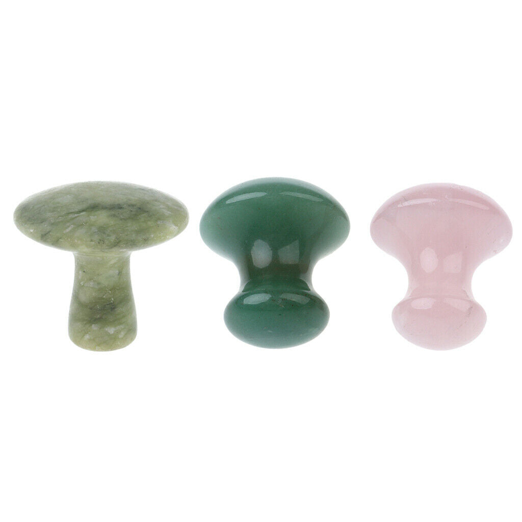 3 Pieces Massage Stone Mushroom Shape Jade Facial Guasha Scraping Tools Set