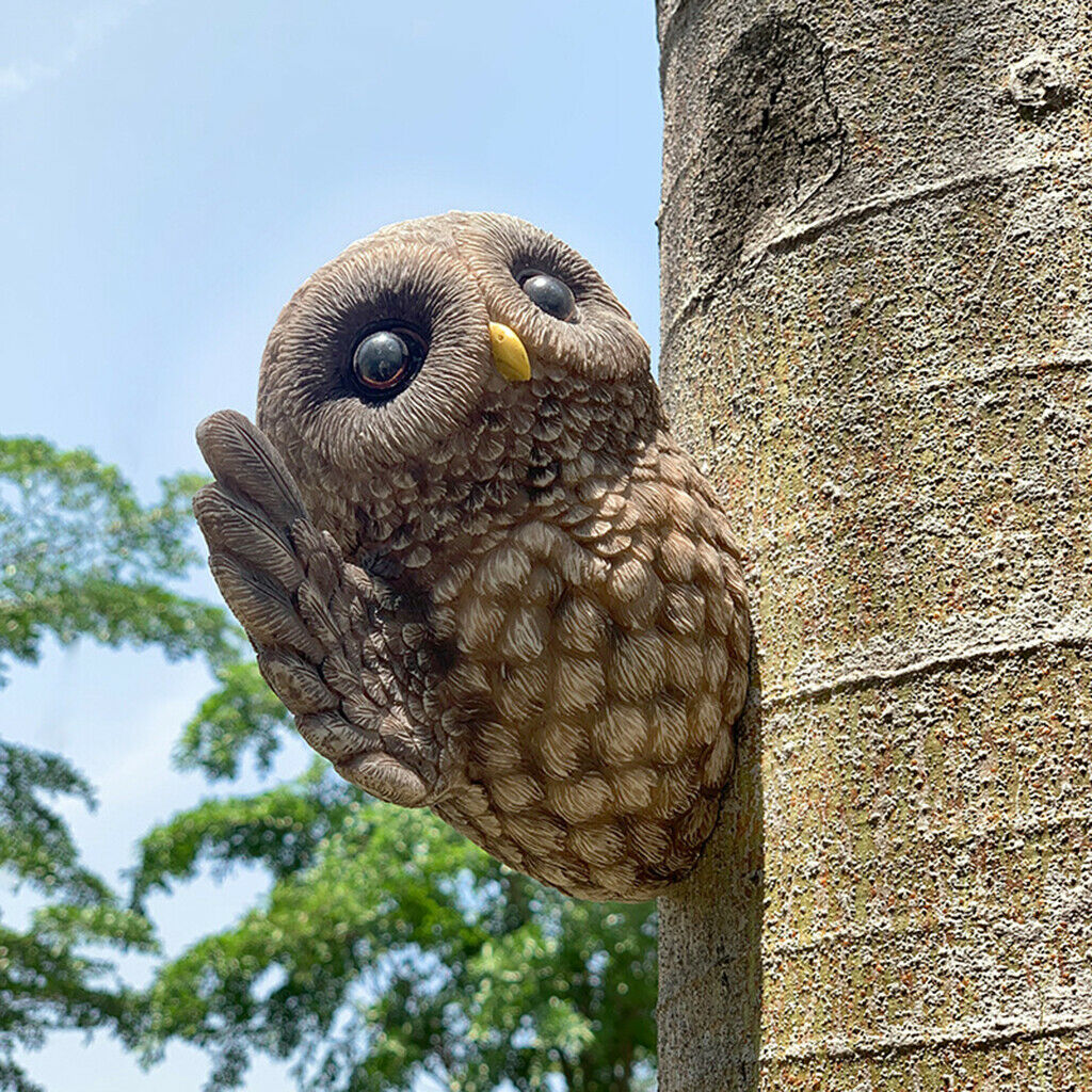 Owl Tree Hugger Garden Peeker Statues Gardening Decoration Decor Yard Art