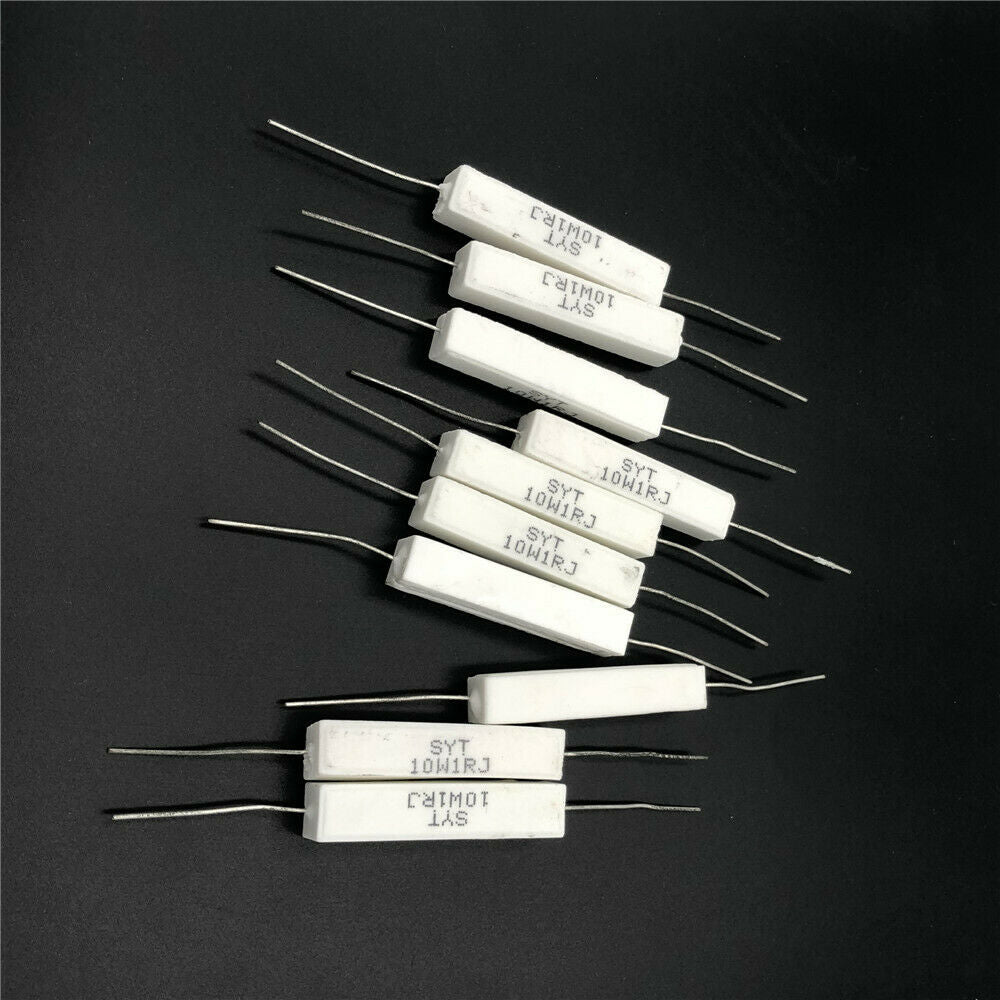 10pcs Axial Ceramic Cement Power Resistor 1.0 Ohm 1 R 5% 10 watt