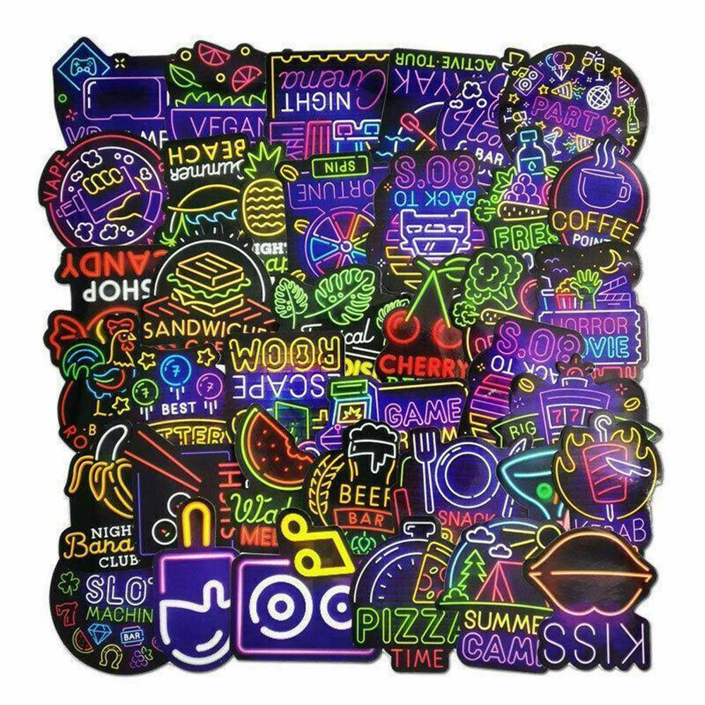50x Random Neon Sign Graffiti Stickers Car Bomb Laptop Waterproof Skate Laptop