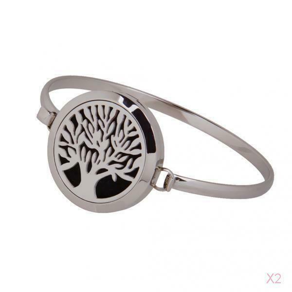 2PCS Tree of Life Aromatherapy Essential Oil Diffuser Locket Chain Bracelet