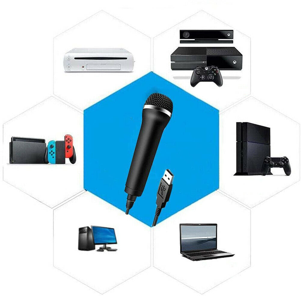 USB Wired Microphone Karaoke Mic for PlayStation 4 PS4 Switch Wii Xbox PC