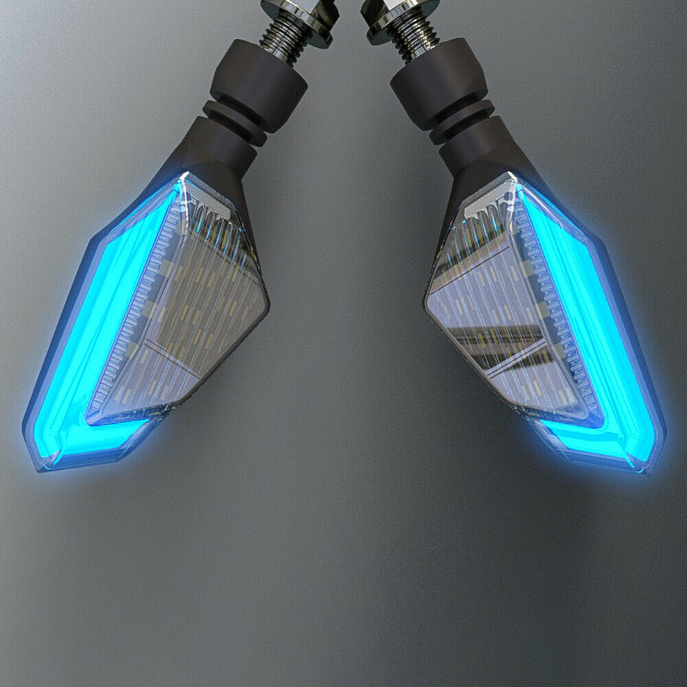 2X Motorcycle Indicators Flowing LED Turn Signal Lights Front Rear Universal 12V