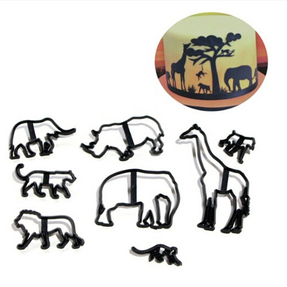 8pcs/set Cookie Cutter Plastic Animals Fondant Biscuit Mold Cutter Cake M.l8