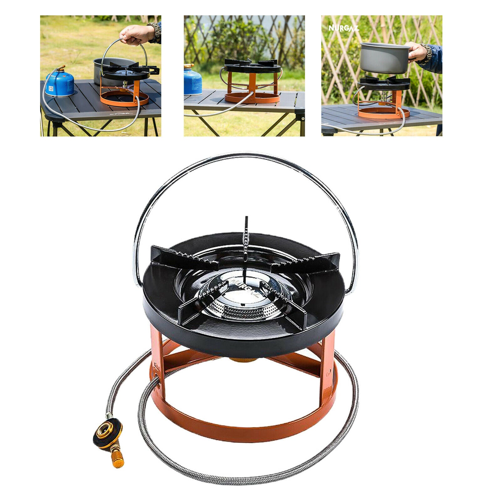 Split Type Camping Stove Mini Cookout Burner Furnace Propane Gas BBQ Cooker