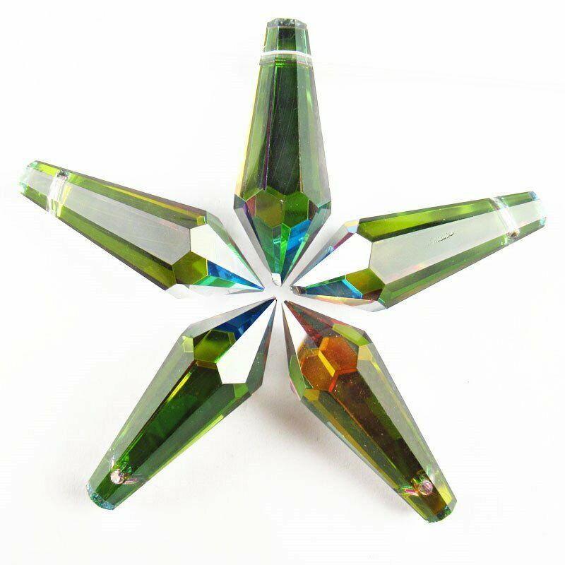 6Pcs 36x12mm Faceted Rainbow Titanium Crystal Pendulum Pendant 28g A-319SJ