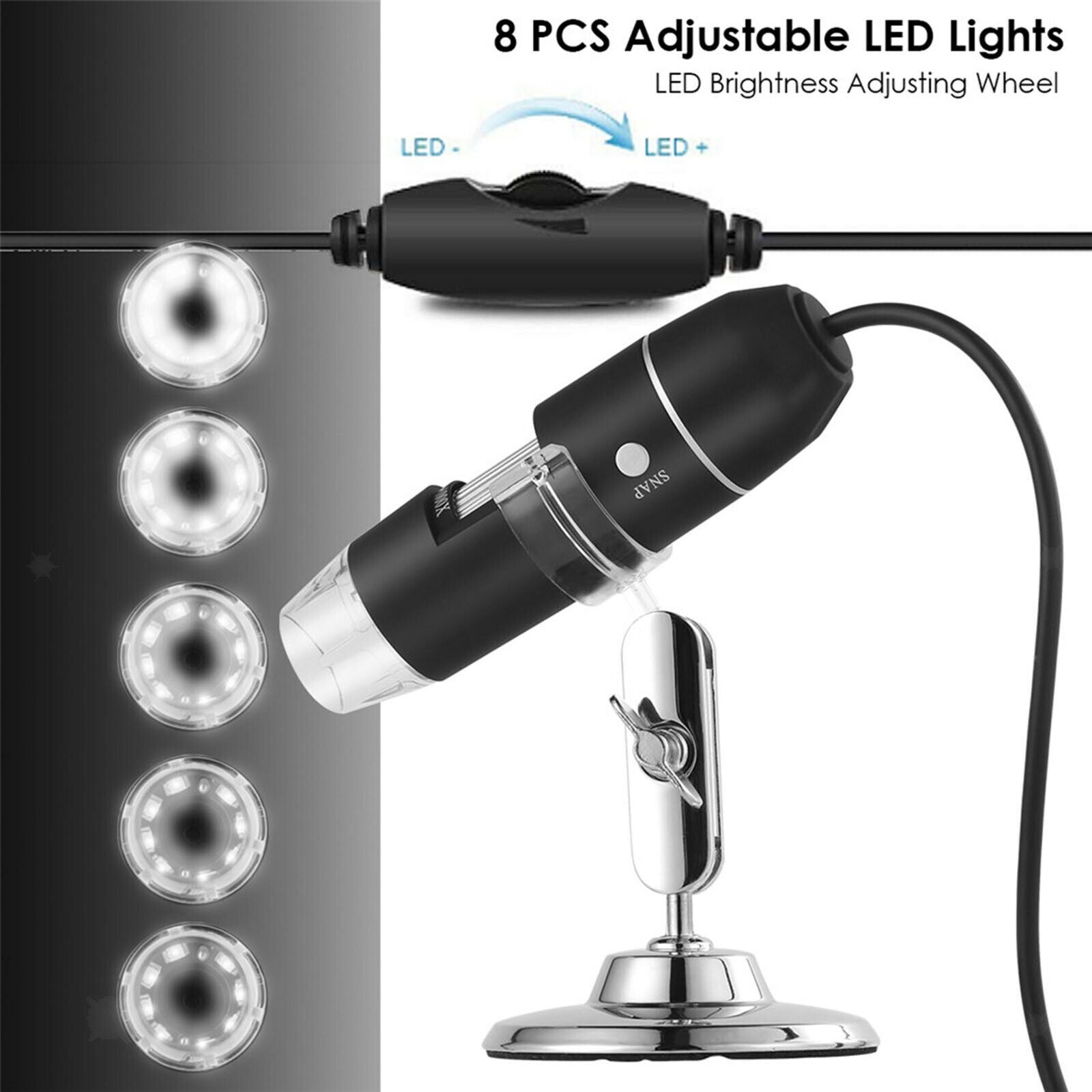 USB Magnification Microscope Digital with 8 LED 3 in 1 Adjustable Magnifier