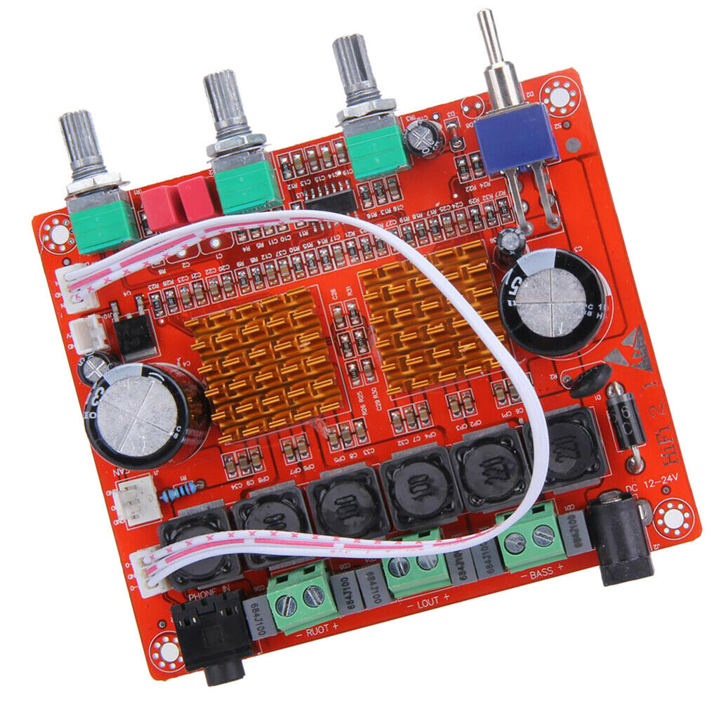 Adjustable PCB Board Digital Amplifier Module 2.1 Channel 12V-25V 80HZ-500HZ
