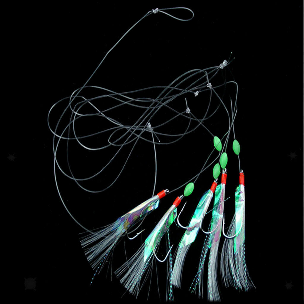 5 Hooks Sea Fishing Rigs Fishing Lure Rig Mackerel Bass Pollock Boat Fishing
