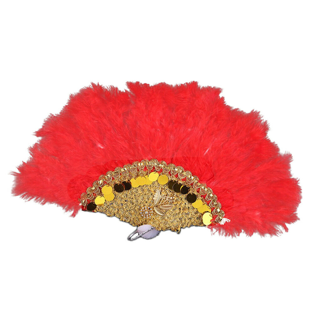 Flapper Sequins Feather Fan Retro Style Handheld Fan Dance Hand Fan Gifts