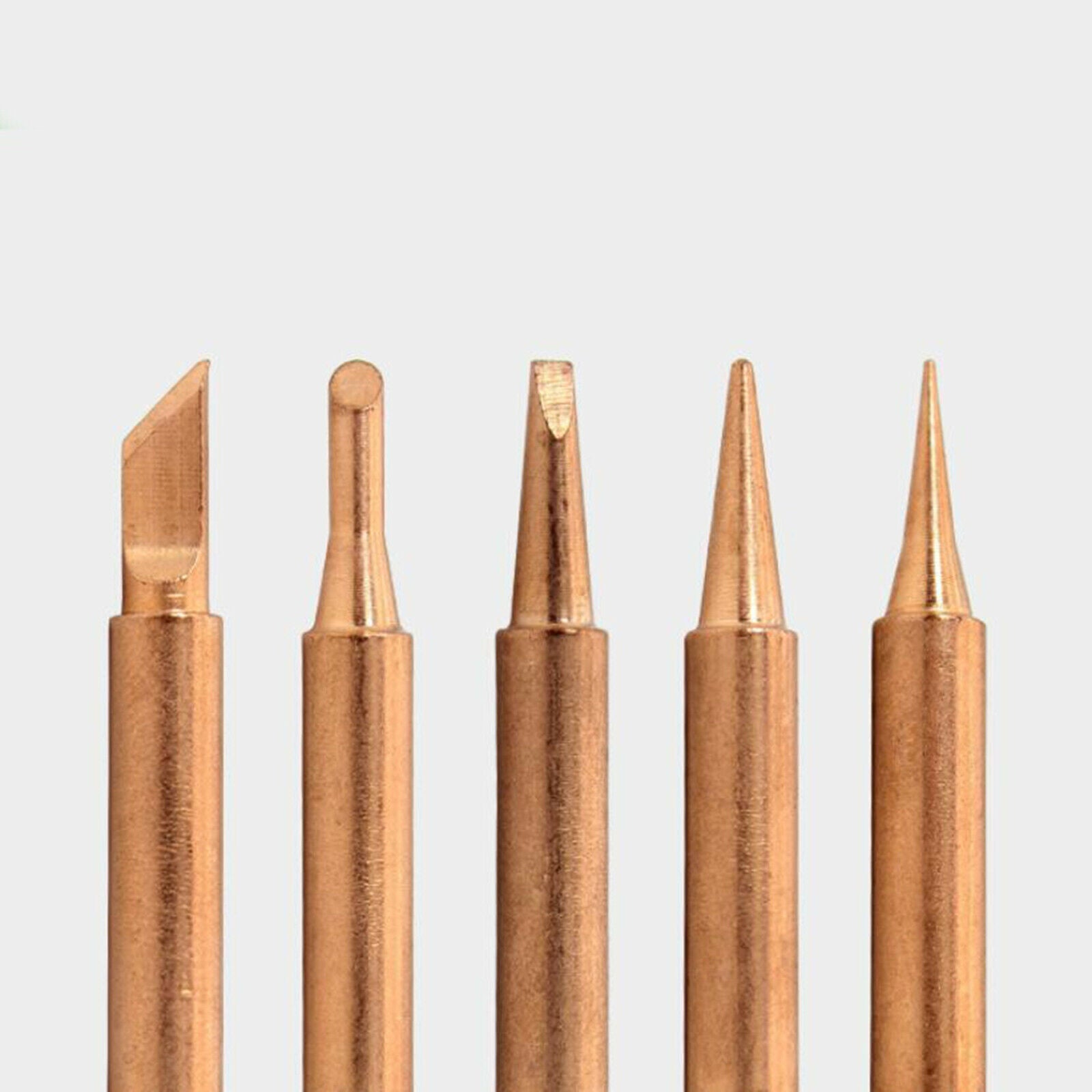 5pcs Brass Solder Iron Tips Soldering Thin And Wide Tips Replaces Tool Kits