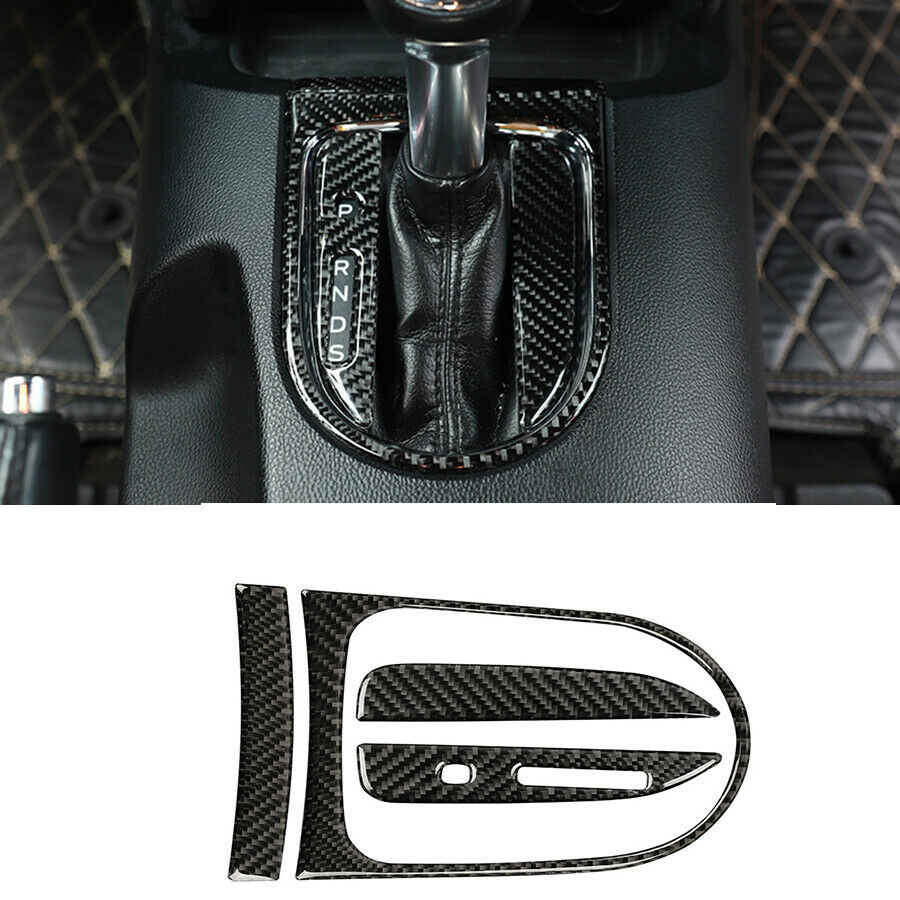 Black Carbon Fiber Look Interior Gear Shift  Panel Trim For 2015-19 Ford Mustang
