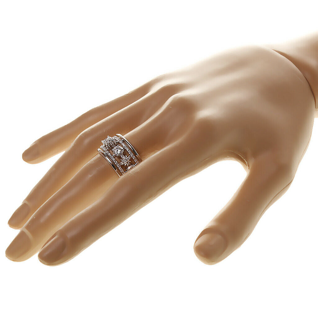 Simple Jewelry Women Accessorires Cubic Rhinestone Party Hoop Finger Ring