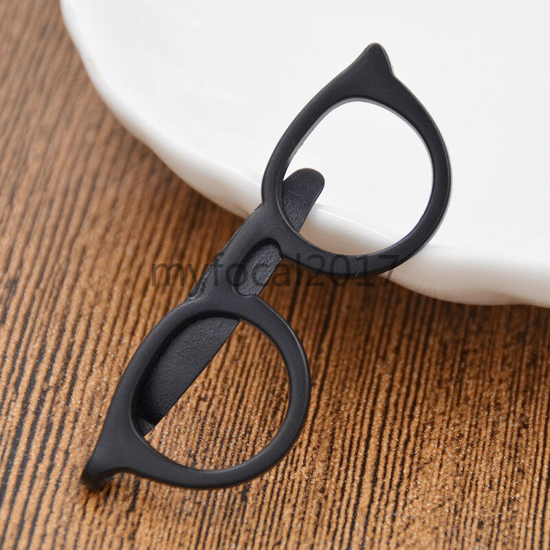 Mens Accessory Tie Bar Pin Clip Black Round Glasses Shape Jewelry Necktie Clip