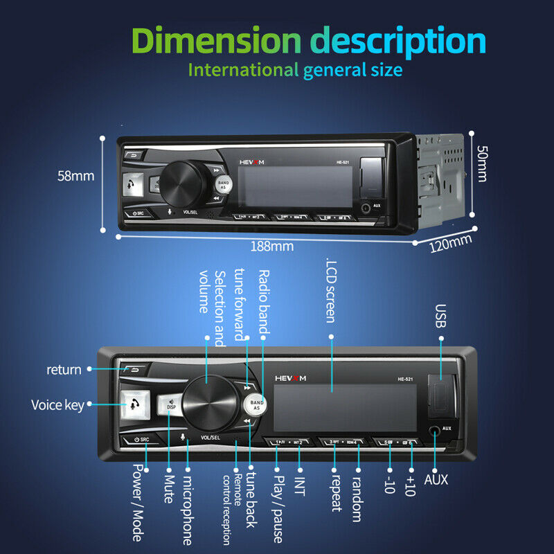 Car Stereo Audio Bluetooth FM Aux Input Receiver USB Reader MP3 Radio Player Kit