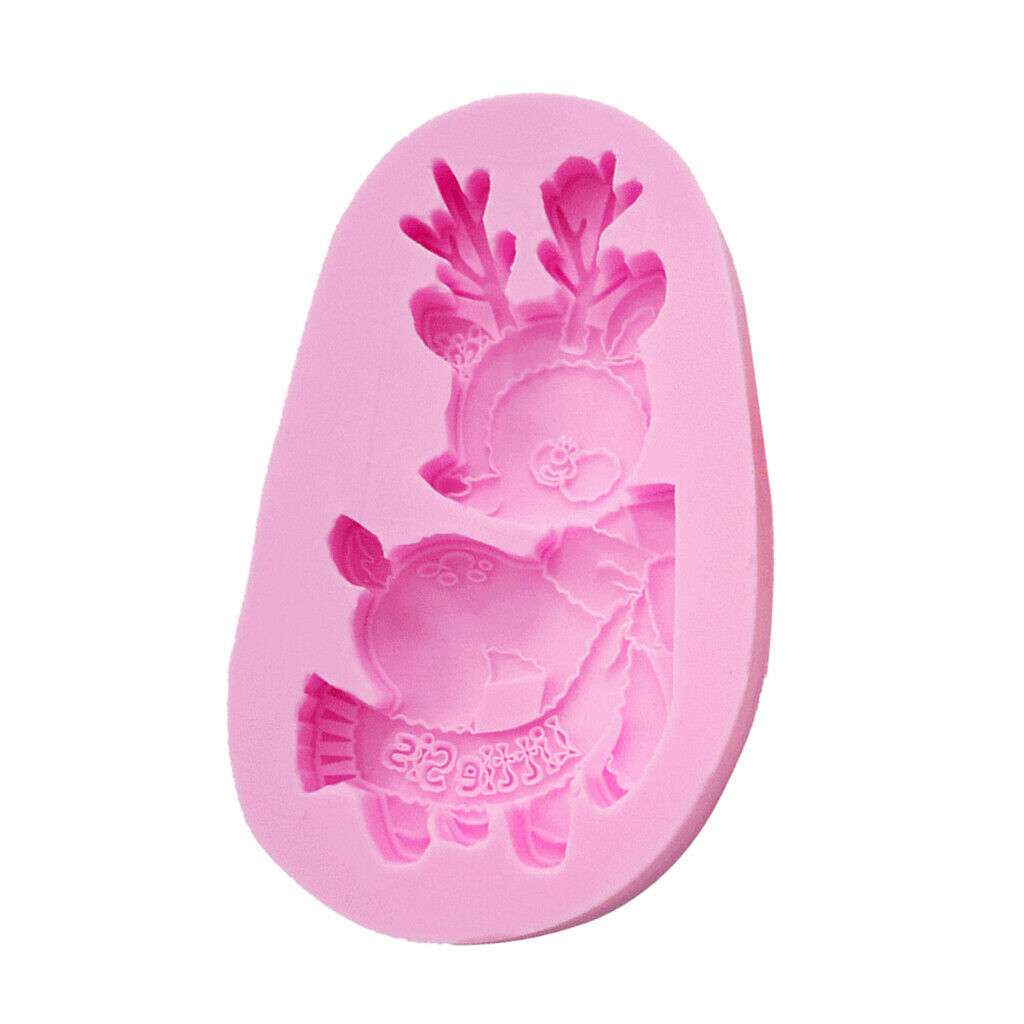 Christmas Deer Silicone Mould Fondant Cake Mold DIY Baking Tool Party Decor
