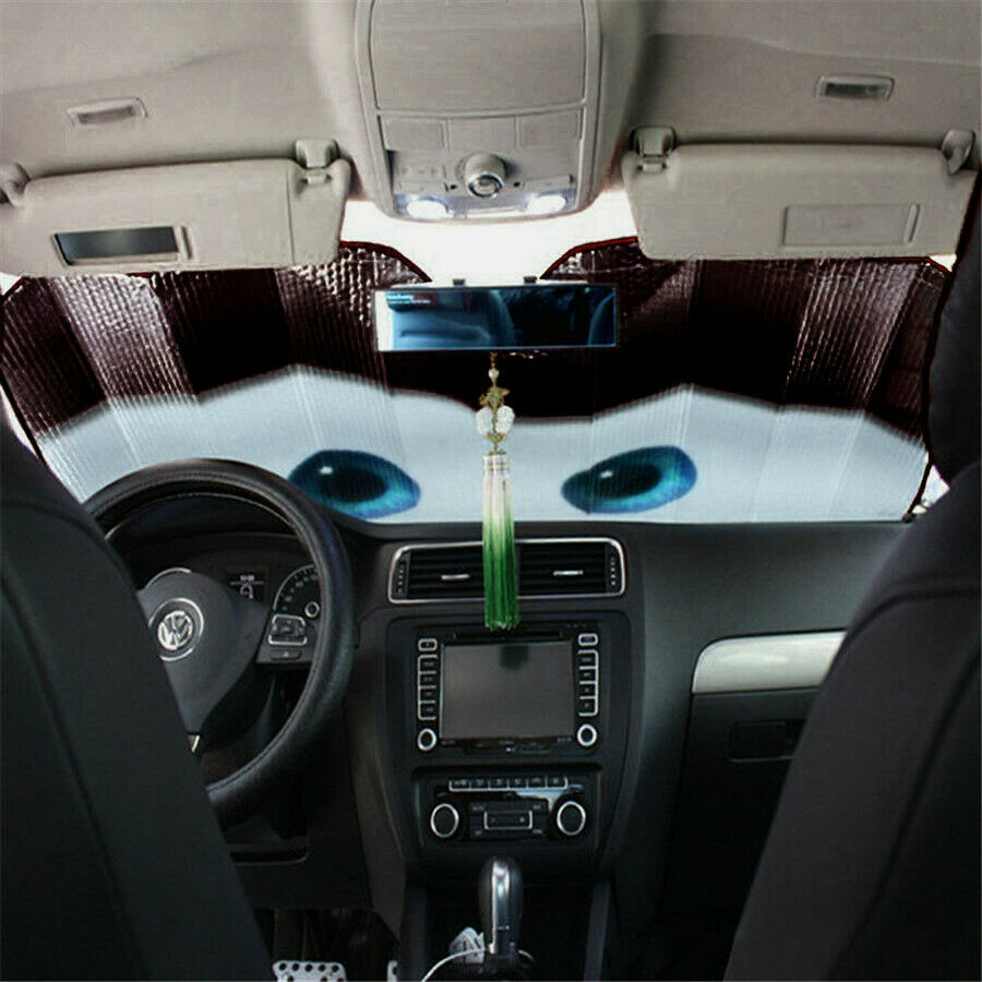 Black Eyes Car Windscreen Sun Shade Cover Anti-UV Aluminium Foil Heat Blocking