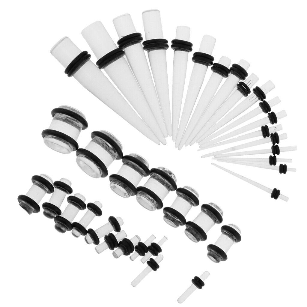 36pcs Ear Gauges Stretching Kit Acrylic Plug 14G-00G Expander Transparent