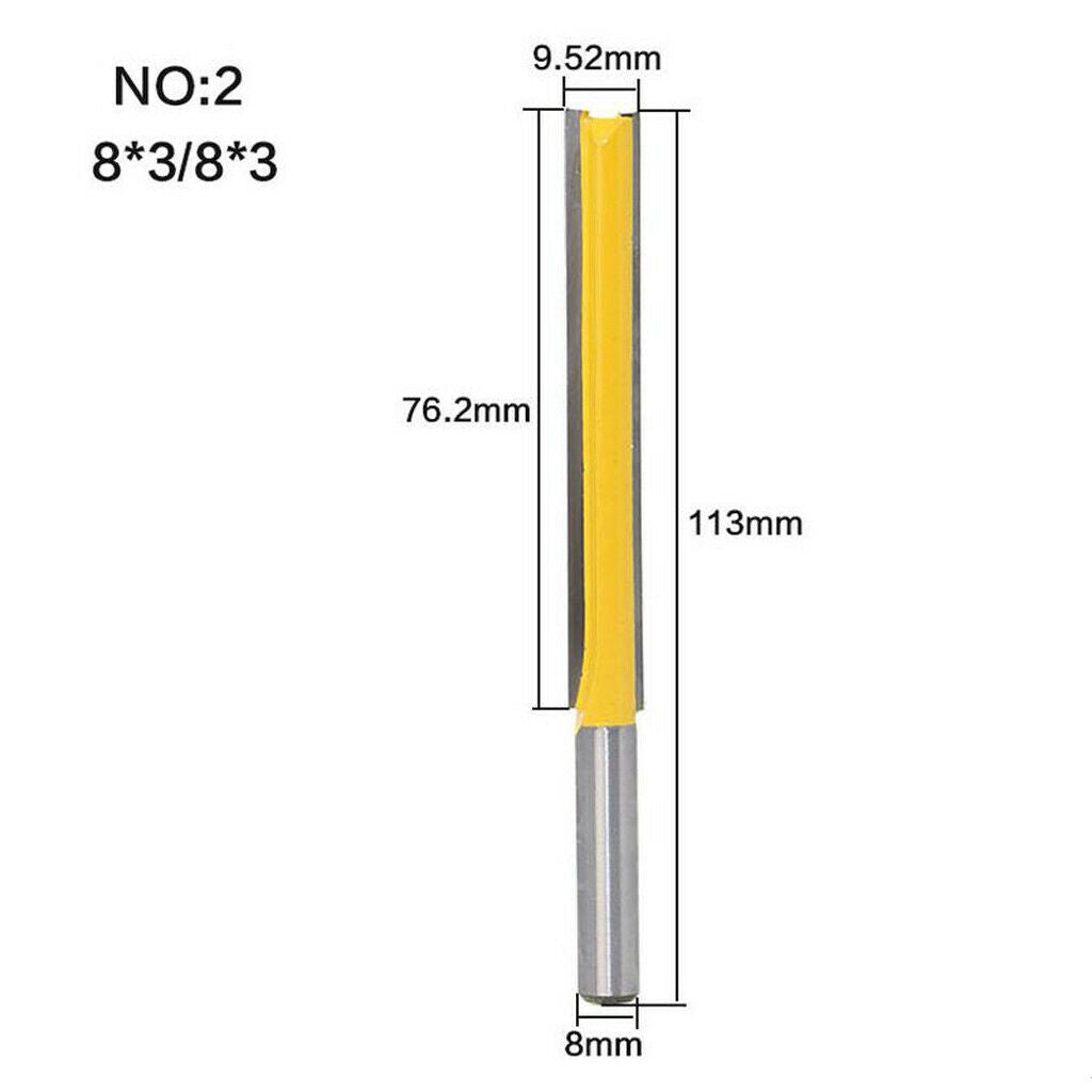 8mm Shank Long Straight Router Bit Wood Milling Cutter Edge Repair Cutter