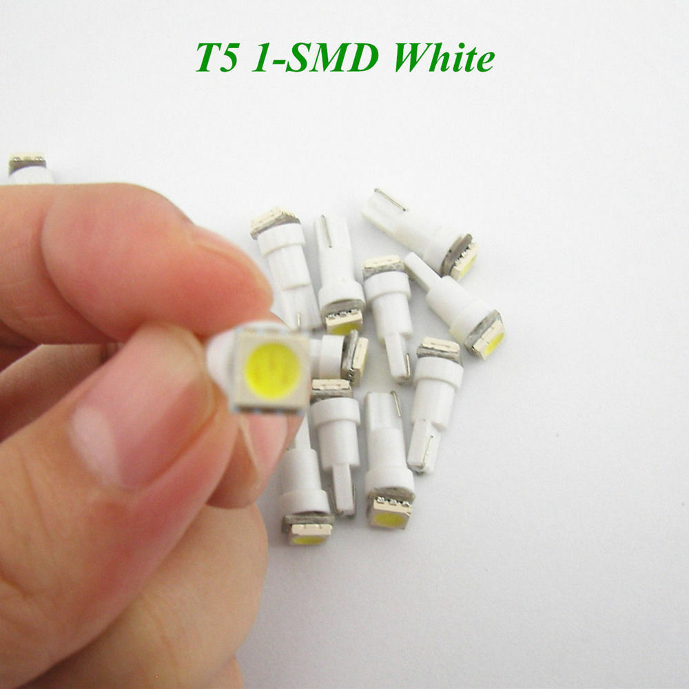 10pcs/Set T5 Dashboard Gauge 1SMD LED Wedge Instrument Panel Light Bulb 58 70 74