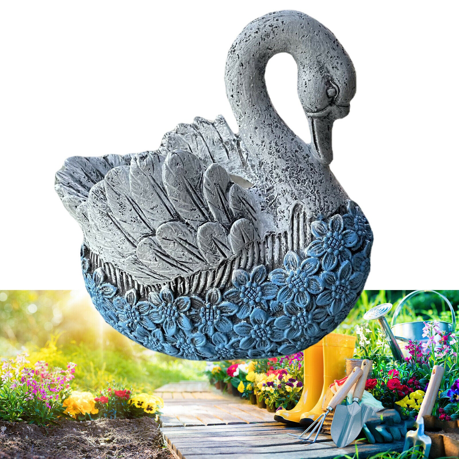 Animal Swan Flowerpot Plant Holder Flower Pot Lawn Patio Decor Creative