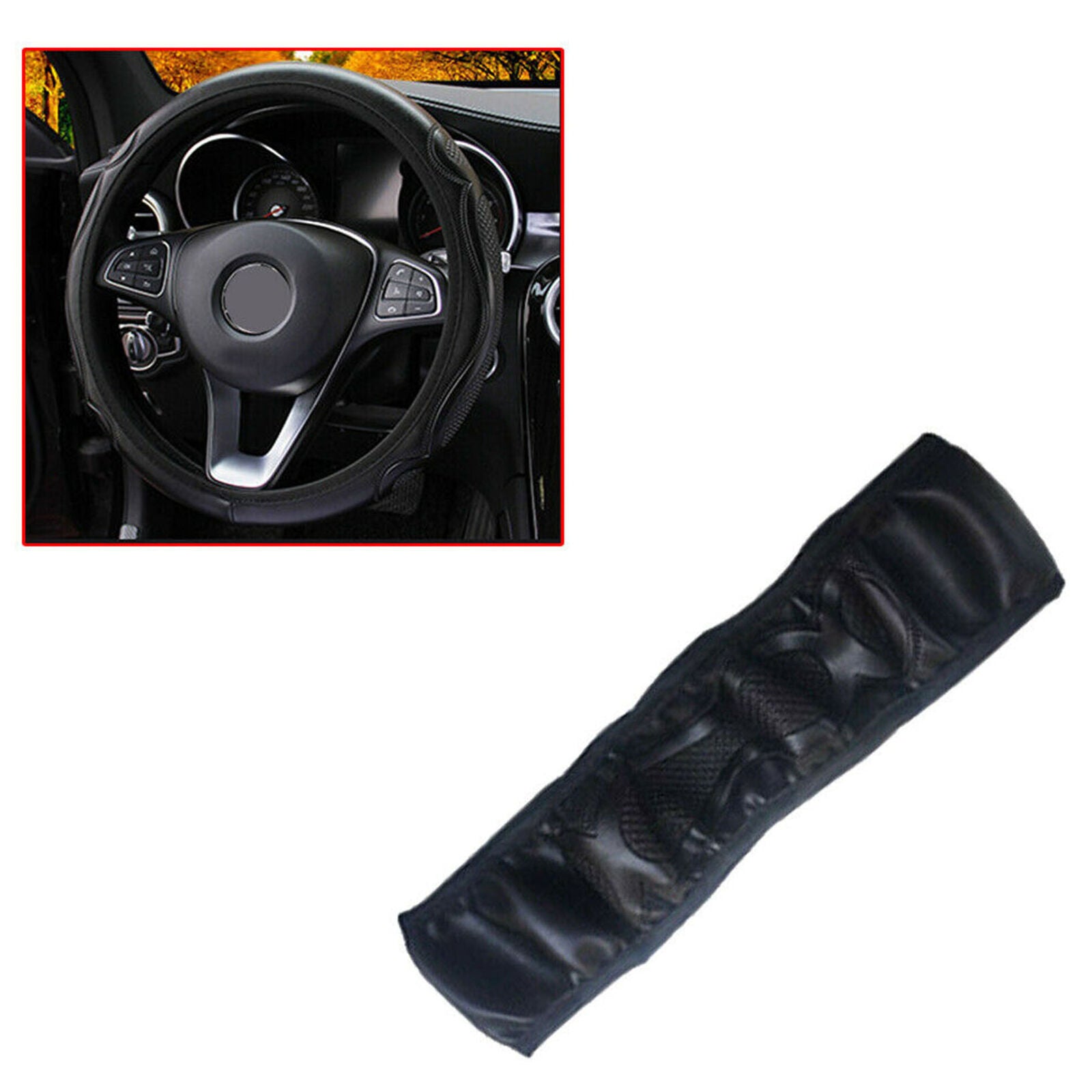 1x Black Car Steering Wheel Cover Leather Breathable Anti-slip Car Accessories
