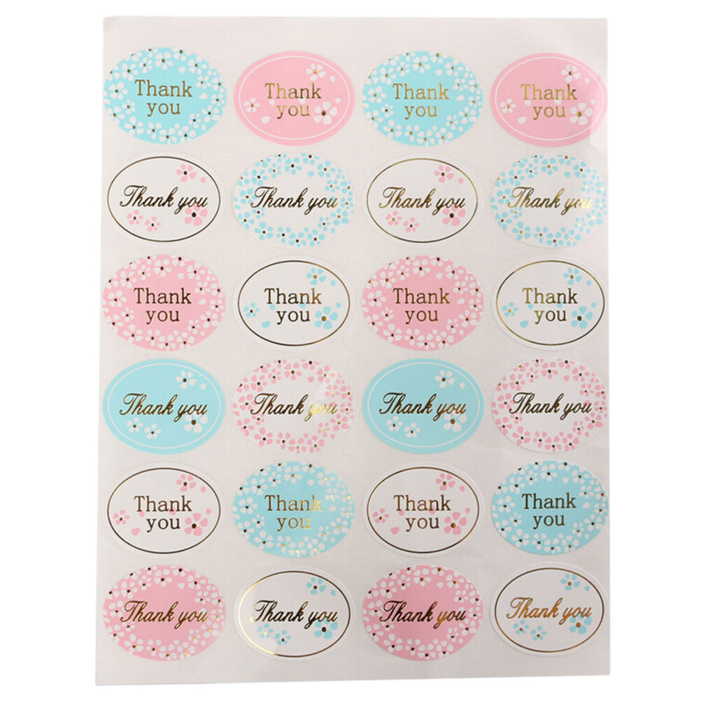 2X Golden Thank You Oval Stickers Labels Sealing Wedding Party Favors .l8