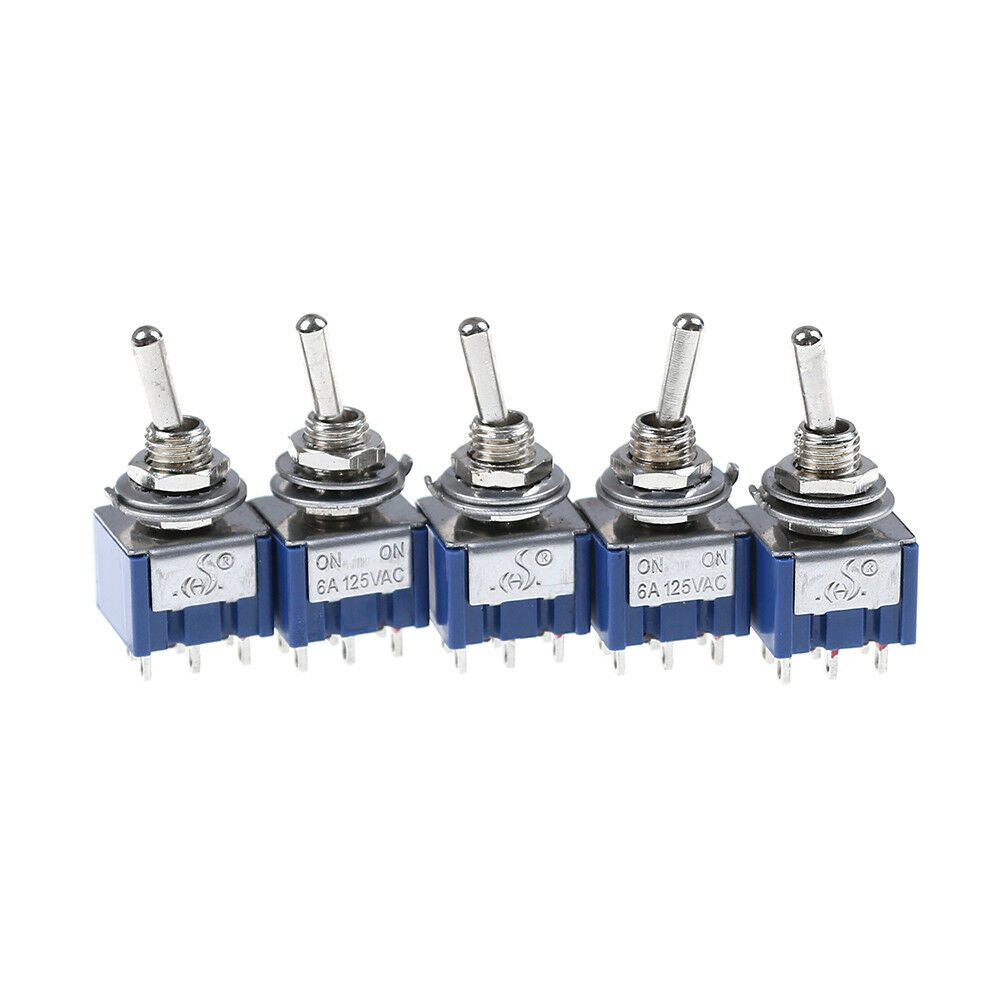 5PCS 6P Toggle Switch 6A 125VAC 6 Pin DPDT ON-ON Mini Toggle Switch J&.l8