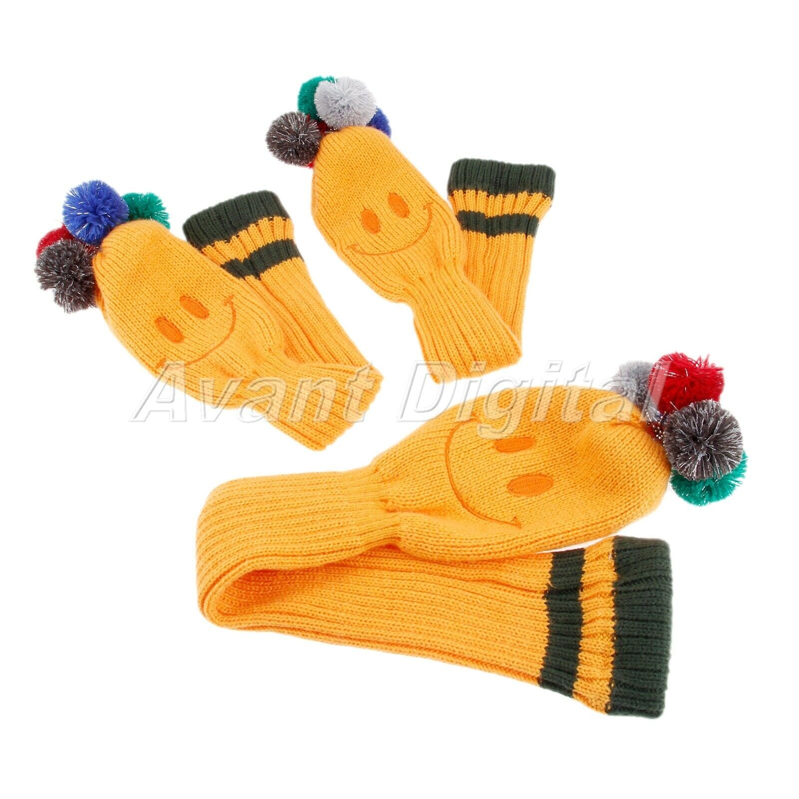 3Pcs/Kit Golf Club Headcovers Knitted Head Covers Protect Scratched Guard Sleeve