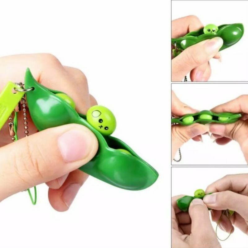 Portable Peas In A Pod Keyring Edamame Keychain Cute Bean Unzip The ToyS FkG XC