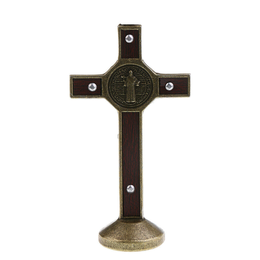 Set of 2 Metal Crucifix Jesus Christ Statue Church Desk Decorative Accessory