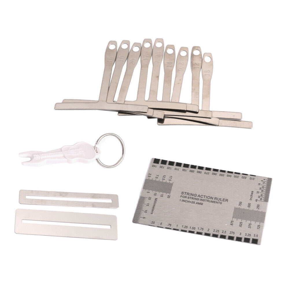 9pcs Stainless Steel Understring Radius Gauge+String Action Gauge+Fret Guard