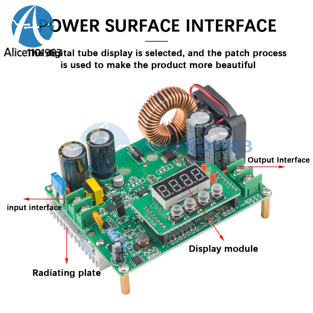 DKP6012 DC Buck Converter DC-DC Voltage Regulator 10V-75V to 0-60V 12A  720W DC