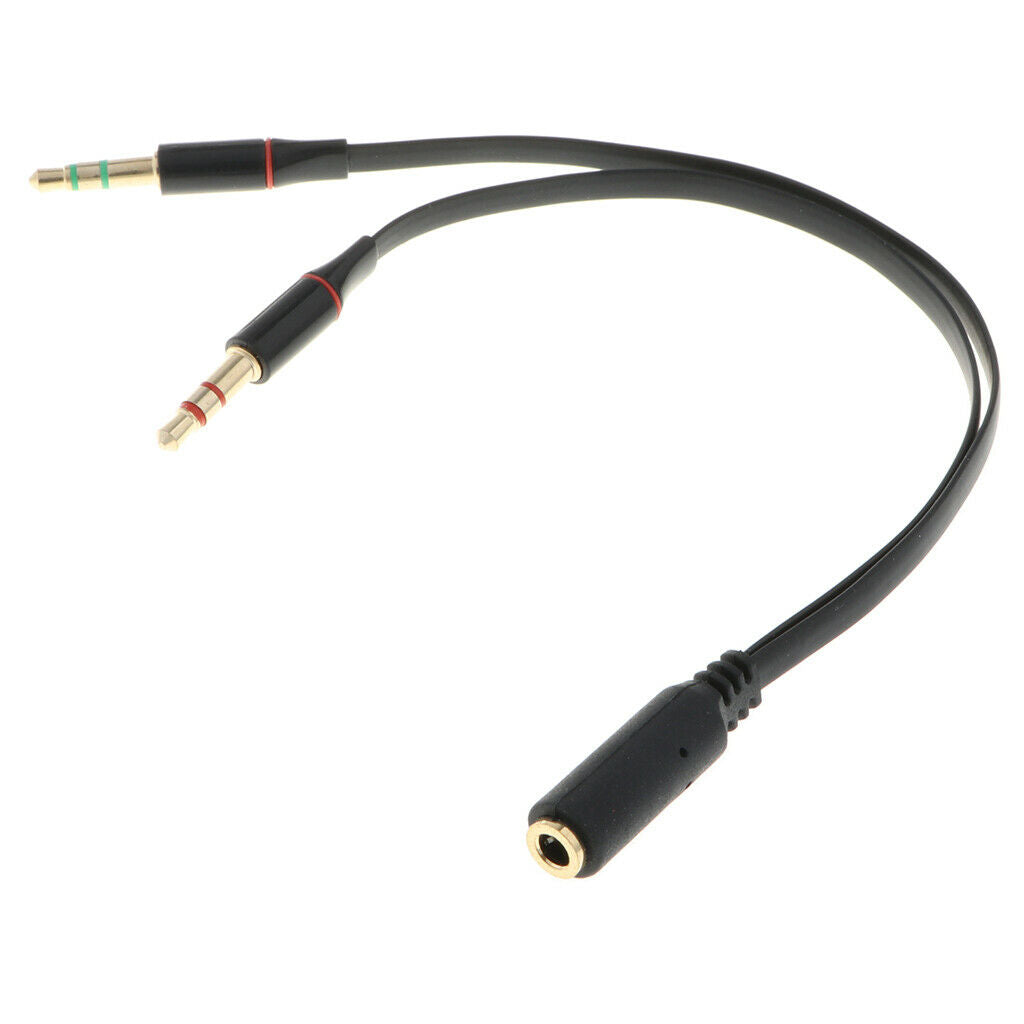 Audio Headphone Mic Splitter Cable 3.5mm Female to Dual Male For PC