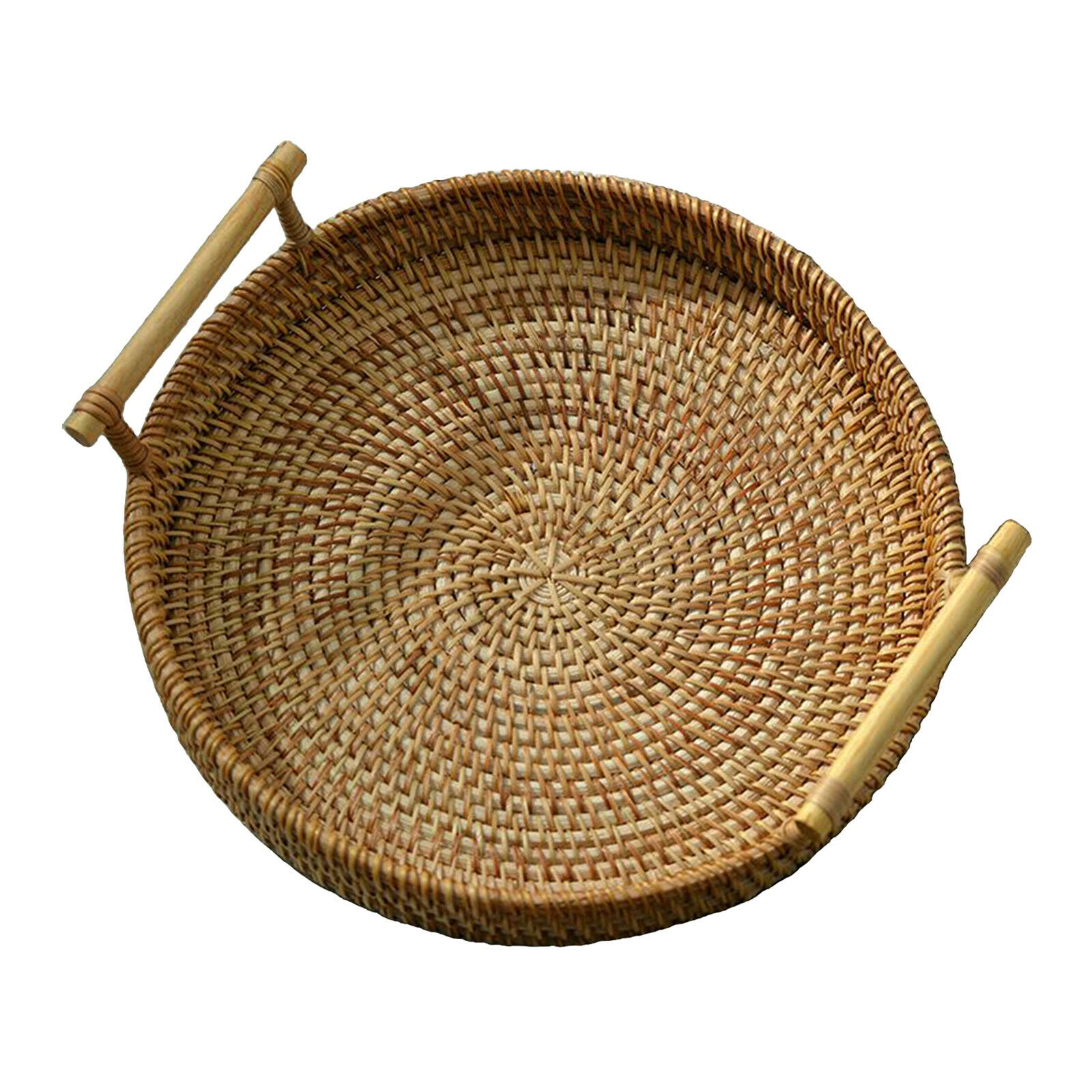 Handwoven Bread Basket Wicker Storage Tray Tea Drinks Snack Home Decor 24x3cm